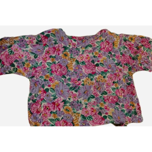 Vintage Adonis 2 Piece Matching Set Size M Top & Shorts Floral 100% Rayon - Picture 4 of 12